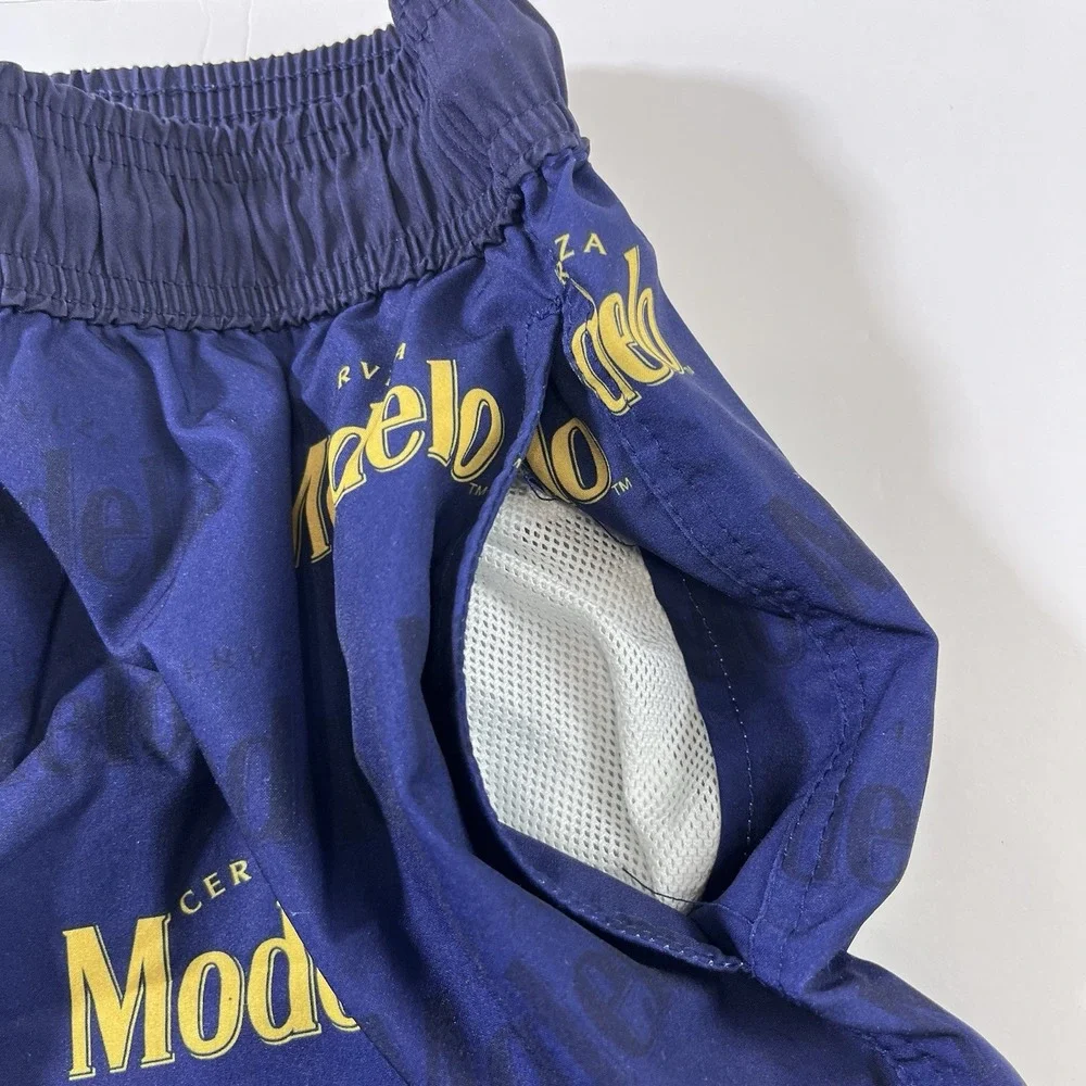 Men's Navy Blue Modelo Swim Shorts Size Medium With Drawstring and Pockets